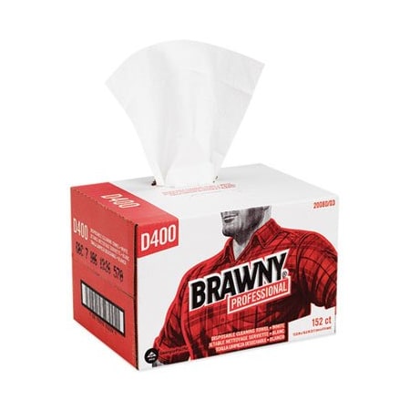 Georgia-Pacific Brawny Industrial Premium Drc Wipes, Paper, 12-1/2 X 16-3/4, White, 152PK 2008003